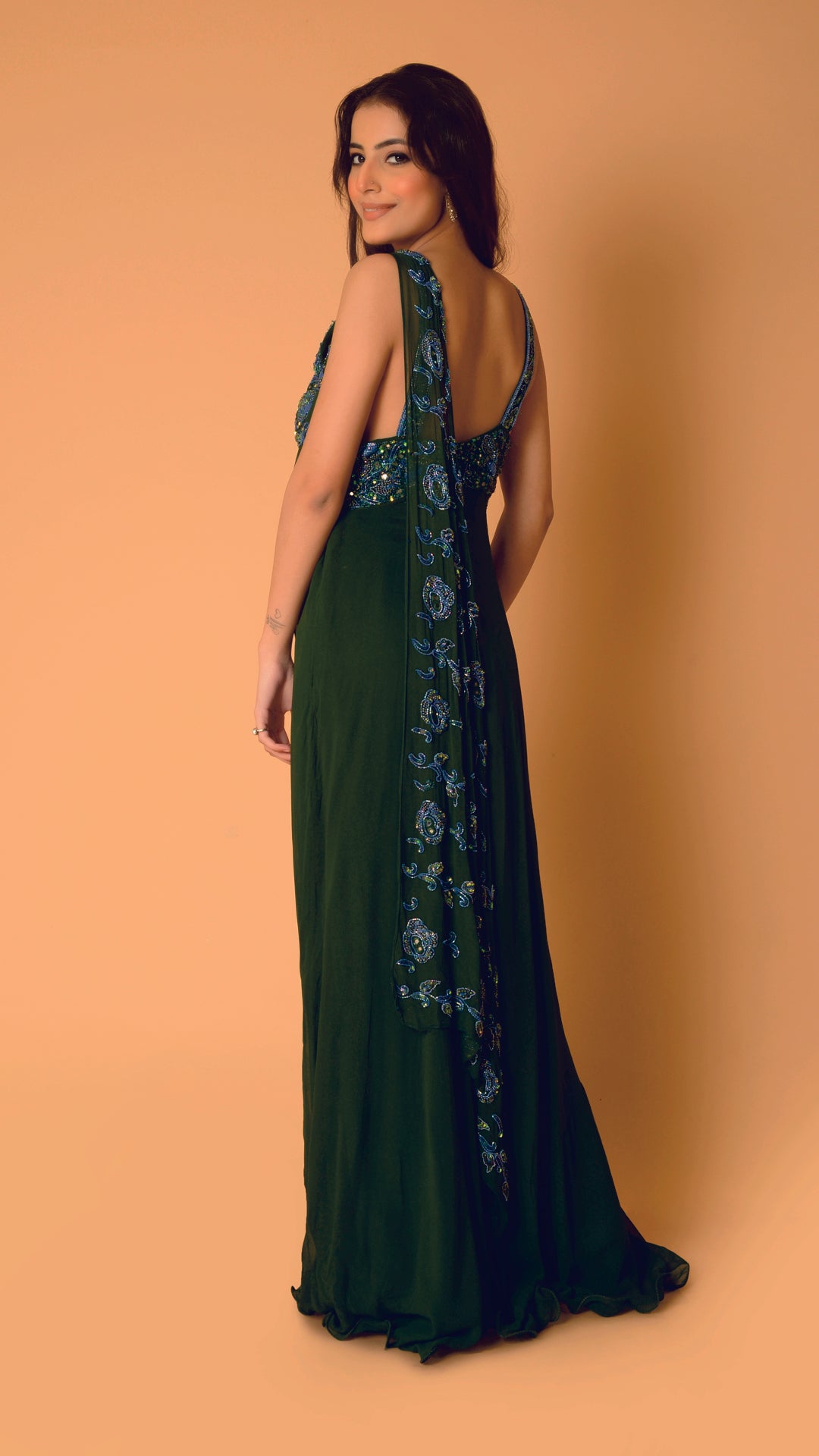 Maxi Gown In Bottle Green Nightie Dress – Maxim Creation